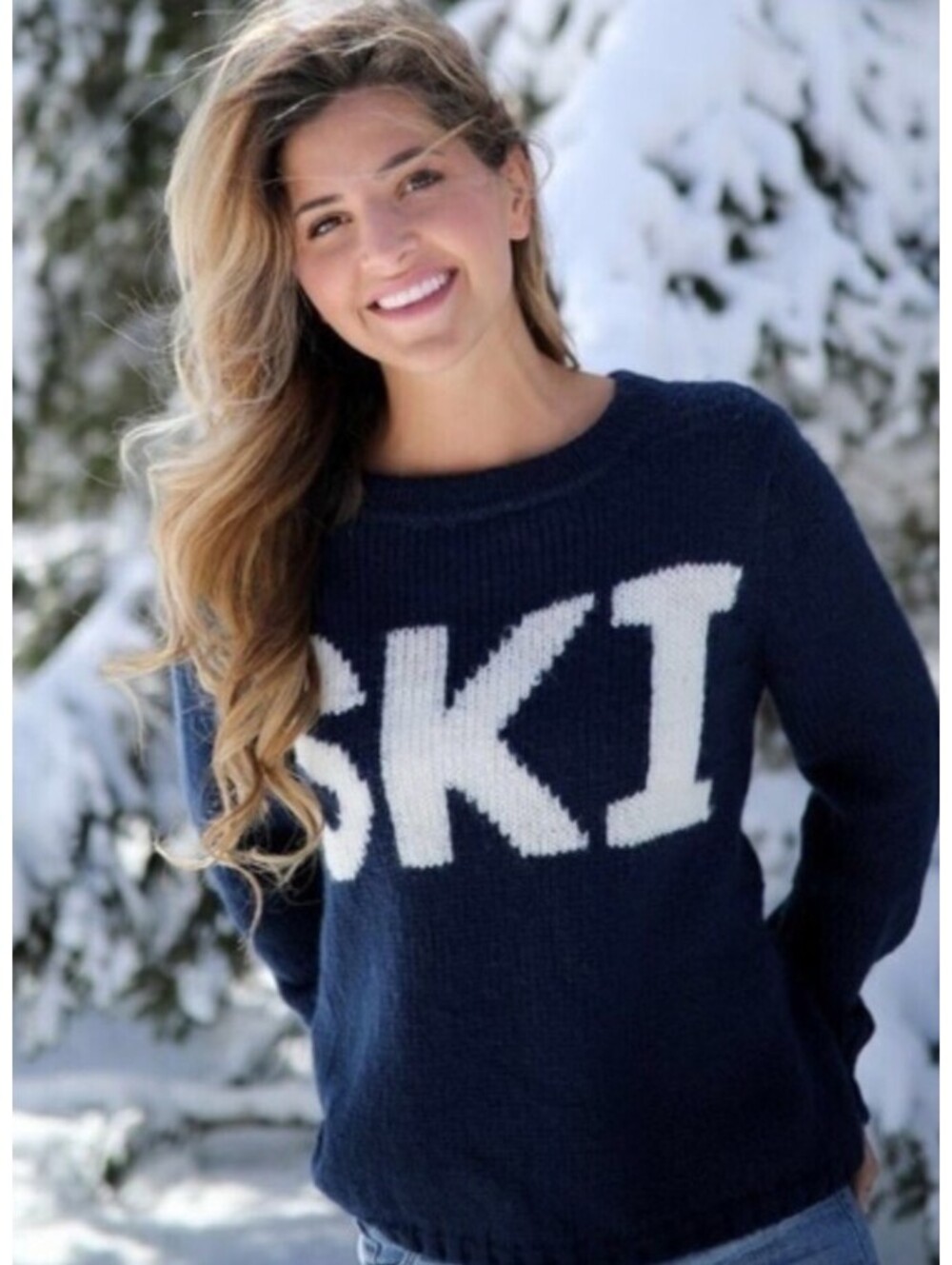 WOODEN SHIPS navy ski sweater sz S/M